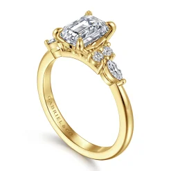 Outlet Gabriel & Co. Avah - 14K Yellow Gold Emerald Cut Diamond Cluster Engagement Ring