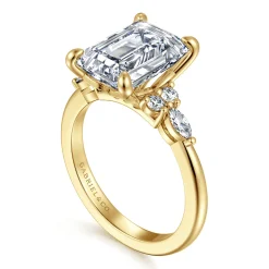 Sale Gabriel & Co. Avah - 14K Yellow Gold Emerald Cut Diamond Cluster Engagement Ring