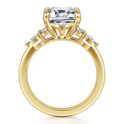 Sale Gabriel & Co. Avah - 14K Yellow Gold Emerald Cut Diamond Cluster Engagement Ring