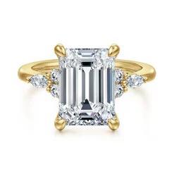 Sale Gabriel & Co. Avah - 14K Yellow Gold Emerald Cut Diamond Cluster Engagement Ring