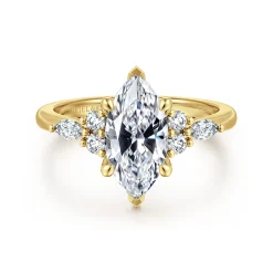 Clearance Gabriel & Co. Avah - 14K Yellow Gold Marquise Diamond Cluster Engagement Ring