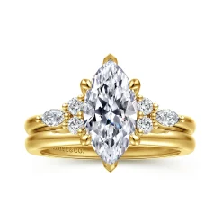 Clearance Gabriel & Co. Avah - 14K Yellow Gold Marquise Diamond Cluster Engagement Ring