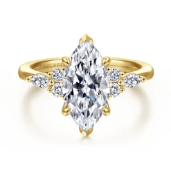 Discount Gabriel & Co. Avah - 14K Yellow Gold Marquise Diamond Cluster Engagement Ring