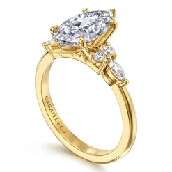 Discount Gabriel & Co. Avah - 14K Yellow Gold Marquise Diamond Cluster Engagement Ring