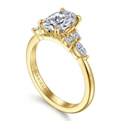 Clearance Gabriel & Co. Avah - 14K Yellow Gold Oval Diamond Cluster Engagement Ring