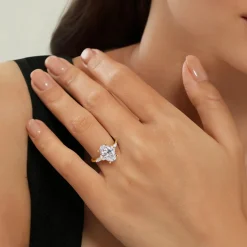 Discount Gabriel & Co. Avah - 14K Yellow Gold Oval Diamond Cluster Engagement Ring