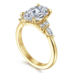 Discount Gabriel & Co. Avah - 14K Yellow Gold Oval Diamond Cluster Engagement Ring