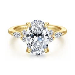 Discount Gabriel & Co. Avah - 14K Yellow Gold Oval Diamond Cluster Engagement Ring