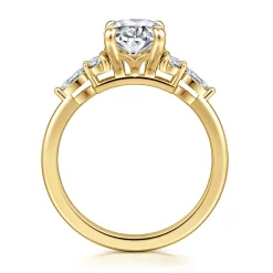 Sale Gabriel & Co. Avah - 14K Yellow Gold Oval Diamond Cluster Engagement Ring