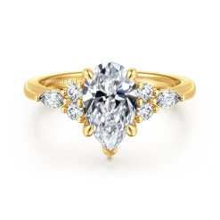 Gabriel & Co. Avah - 18K Yellow Gold Pear Shape Diamond Cluster Engagement Ring