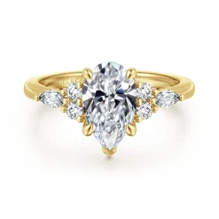 Online Gabriel & Co. Avah - 14K Yellow Gold Pear Shape Diamond Cluster Engagement Ring