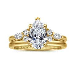 Online Gabriel & Co. Avah - 14K Yellow Gold Pear Shape Diamond Cluster Engagement Ring