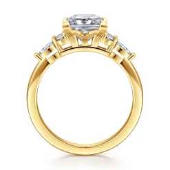 New Gabriel & Co. Avah - 18K Yellow Gold Princess Cut Diamond Cluster Engagement Ring