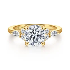 Sale Gabriel & Co. Avah - 18K Yellow Gold Round Diamond Cluster Engagement Ring