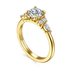 Clearance Gabriel & Co. Avah - 14K Yellow Gold Round Diamond Cluster Engagement Ring