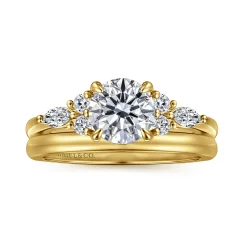 Clearance Gabriel & Co. Avah - 14K Yellow Gold Round Diamond Cluster Engagement Ring