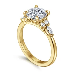 Outlet Gabriel & Co. Avah - 14K Yellow Gold Round Diamond Cluster Engagement Ring