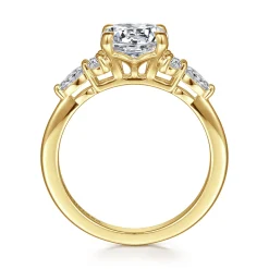 Sale Gabriel & Co. Avah - 14K Yellow Gold Round Diamond Cluster Engagement Ring