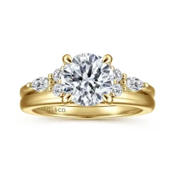 Sale Gabriel & Co. Avah - 14K Yellow Gold Round Diamond Cluster Engagement Ring