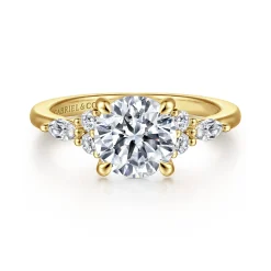 Sale Gabriel & Co. Avah - 14K Yellow Gold Round Diamond Cluster Engagement Ring