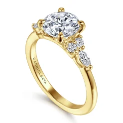 Sale Gabriel & Co. Avah - 14K Yellow Gold Round Diamond Cluster Engagement Ring