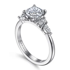 New Gabriel & Co. Avah - Platinum Cushion Cut Diamond Cluster Engagement Ring