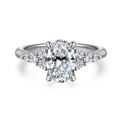 Discount Gabriel & Co. Avah - Platinum Oval Diamond Cluster Engagement Ring