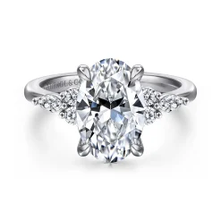 New Gabriel & Co. Avah - Platinum Oval Diamond Cluster Engagement Ring