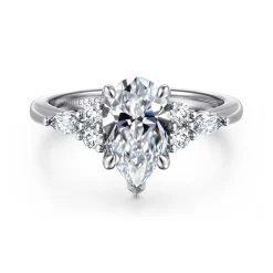 Sale Gabriel & Co. Avah - Platinum Pear Shape Diamond Cluster Engagement Ring