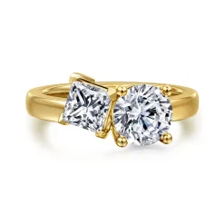 Discount Gabriel & Co. Aveline - 14K Yellow Gold Toi et Moi Round Diamond Engagement Ring