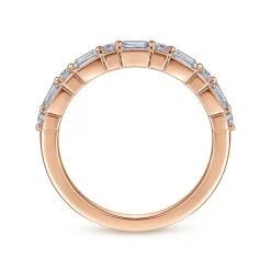 Outlet Gabriel & Co. Avella - 14K Rose Gold Baguette and Princess Cut Diamond Anniversary Band - 0.4 ct