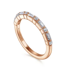 Outlet Gabriel & Co. Avella - 14K Rose Gold Baguette and Princess Cut Diamond Anniversary Band - 0.4 ct