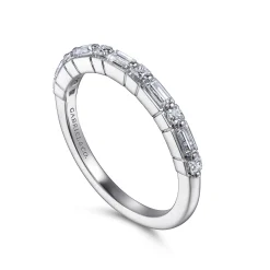 Outlet Gabriel & Co. Avella - 14K White Gold Baguette and Princess Cut Diamond Anniversary Band - 0.3 ct