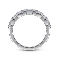 Outlet Gabriel & Co. Avella - 14K White Gold Baguette and Princess Cut Diamond Anniversary Band - 0.3 ct