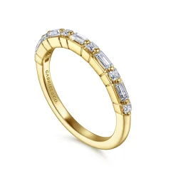Best Gabriel & Co. Avella - 14K Yellow Gold Baguette and Princess Cut Diamond Anniversary Band - 0.3 ct