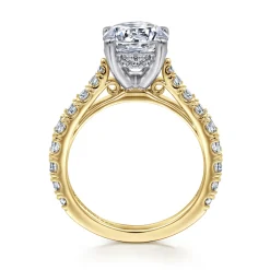 Clearance Gabriel & Co. Avery - 14K White-Yellow Gold Round Diamond Engagement Ring