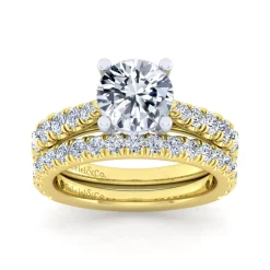 Clearance Gabriel & Co. Avery - 14K White-Yellow Gold Round Diamond Engagement Ring