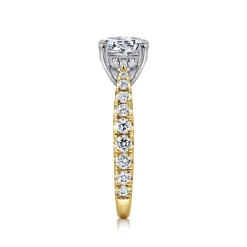 Clearance Gabriel & Co. Avery - 14K White-Yellow Gold Round Diamond Engagement Ring