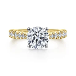 Clearance Gabriel & Co. Avery - 14K White-Yellow Gold Round Diamond Engagement Ring