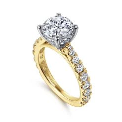 Clearance Gabriel & Co. Avery - 14K White-Yellow Gold Round Diamond Engagement Ring