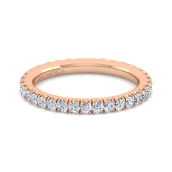 New Gabriel & Co. Avignon - 14K Rose Gold French Pave Set Diamond Eternity Band - 0.7 ct