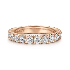 Clearance Gabriel & Co. Avignon - 14K Rose Gold French Pave Set Diamond Eternity Band - 1.95 ct