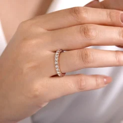 New Gabriel & Co. Avignon - 14K Rose Gold French Pave Set Diamond Eternity Band - 1.45 ct