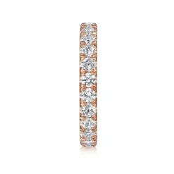 New Gabriel & Co. Avignon - 14K Rose Gold French Pave Set Diamond Eternity Band - 1.45 ct
