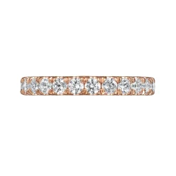 New Gabriel & Co. Avignon - 14K Rose Gold French Pave Set Diamond Eternity Band - 1.45 ct
