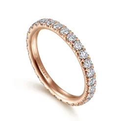 Clearance Gabriel & Co. Avignon - 14K Rose Gold French Pave Set Diamond Eternity Band - 1 ct