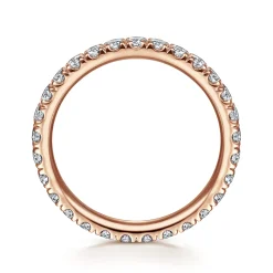 Clearance Gabriel & Co. Avignon - 14K Rose Gold French Pave Set Diamond Eternity Band - 1 ct