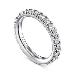 Online Gabriel & Co. Avignon - 14K White Gold French Pave Diamond Wedding Band - 1.1 ct
