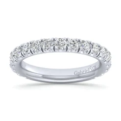 Online Gabriel & Co. Avignon - 14K White Gold French Pave Diamond Wedding Band - 1.1 ct