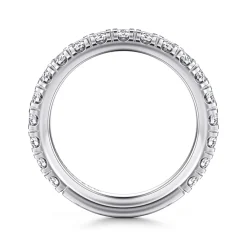 Online Gabriel & Co. Avignon - 14K White Gold French Pave Diamond Wedding Band - 1.1 ct